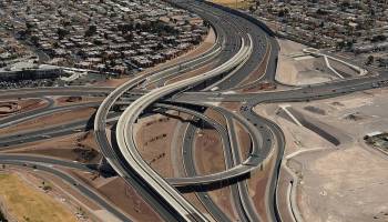 An aerial view of the interchange at U.S. 95 and Rainbow Boulevard, known as the Rainbow Curve, in Las Vegas in 2014.