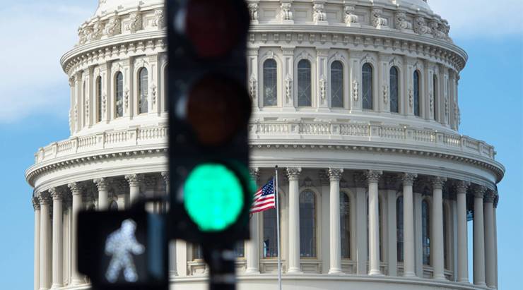 The US Capitol is seen on the first work day for some federal workers following a 35-day partial government shutdown in Washington, DC