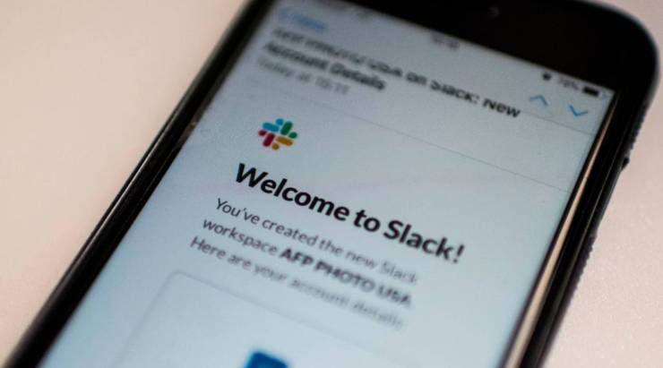 This image shows the Slack application displayed on a smarthphone screen.