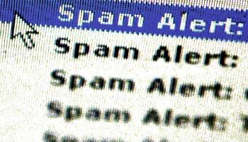 An email server shows alerts for spam, or unwanted emails, on a computer screen