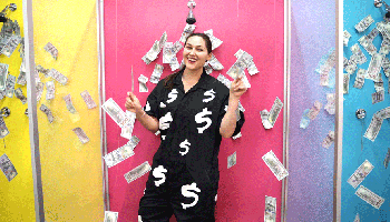 A view of a money shower inside the pop-up Stacks House.