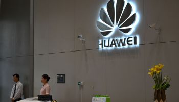 A reception area at the Huawei headquarters in Shenzhen, China's Guangdong province.