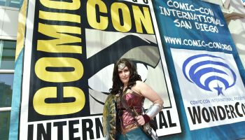 A cosplayer makes her way to the convention center during Comic-Con in San Diego, California, on Thursday.