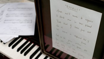 The original handwritten lyric sheet for the song "Royals" by New Zealand musician Lorde.