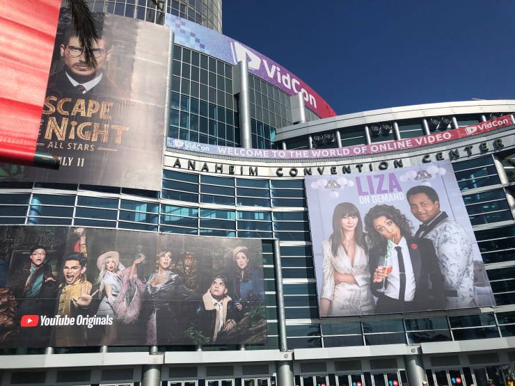 Billboards for YouTube stars at the Anaheim Convention Center in California where VidCon was held this year.