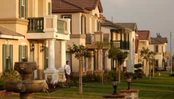 A line of new houses in Ontario, California.