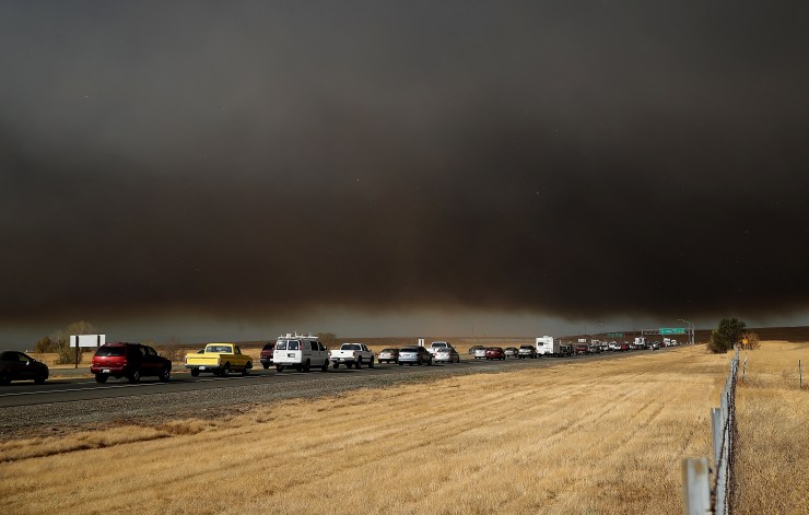 Traffic backs up on Route 70 as people evacuate from the Camp Fire on Nov. 8, 2018, in Paradise, California.