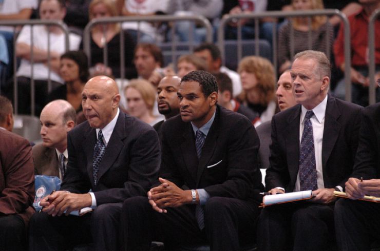 Maura Cheeks' father, Maurice Cheeks, coaching the Philadelphia 76ers on October 11, 2006 at the Kölnarena in Cologne, Germany. 