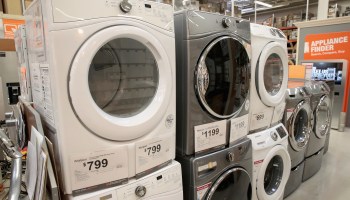 Appliance makers are trying to build brand loyalty by improving the sounds their machines make, says Laura Bliss of CityLab. Avbove, washing machines on display at a Home Depot in Chicago.
