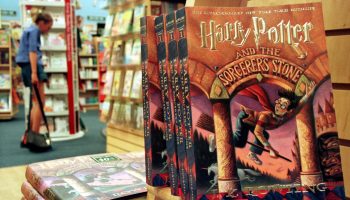 Copies of author J.K. Rowling's Harry Potter series books sit in a bookstore in Arlington, Virginia.