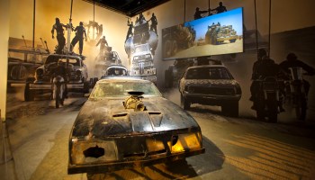 The Main Force Patrol V-8 Interceptor from "Mad Max: Fury Road" is part of the "Hollywood Dream Machines: Vehicles of Science Fiction and Fantasy" exhibit at the Petersen Automotive Museum in Los Angeles.