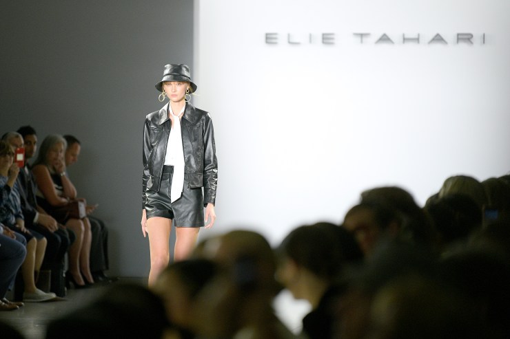 A model walks the runway for the Elie Tahari show during New York Fashion Week: The Shows at Spring Studios on Sept 5.