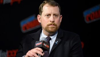 Scott Gimple speaks during "The Walking Dead" panel during New York Comic Con in 2018.