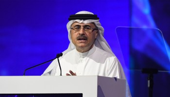 Amin Nasser, CEO of Saudi state oil company Aramco, speaks at the 24th World Energy Congress in Abu Dhabi in September.