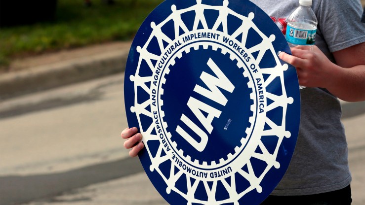 Members of the United Auto Workers and supporters picket outside of General Motors Detroit-Hamtramck Assembly during the strike in September.
