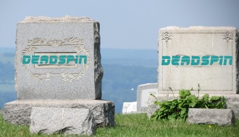 The Deadspin logo is written on tombstones in this photo illustration.