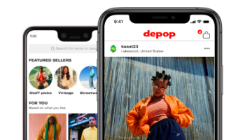 Screenshots of the Depop app, where Gen Zers are buying and selling used retro outfits.