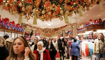 Holiday shoppers in Macy's department store in New York City.
