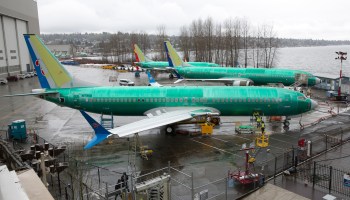 Boeing 737 MAX 8 during the manufacturing process at the Boeing Renton Factory in Renton, Washington in March 2019.