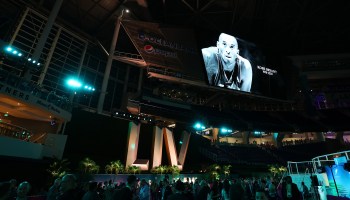 A moment of silence in memory of NBA great Kobe Bryant takes place during Super Bowl Opening Night presented by BOLT24 at Marlins Park on January 27, 2020 in Miami, Florida.