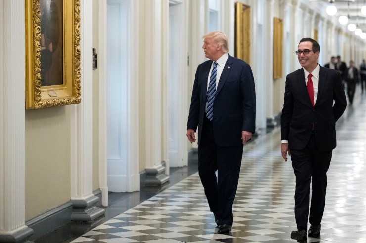 President Donald Trump and Secretary of Treasury Steven Mnuchin in 2017.