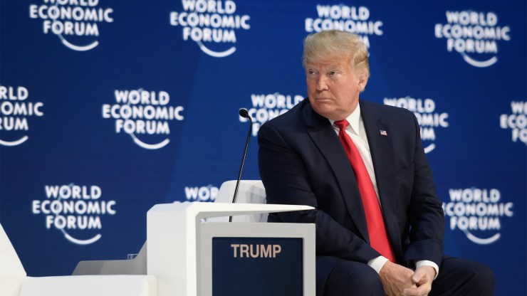 President Trump at the Congress Center during the World Economic Forum annual meeting in Davos, on January 21, 2020.