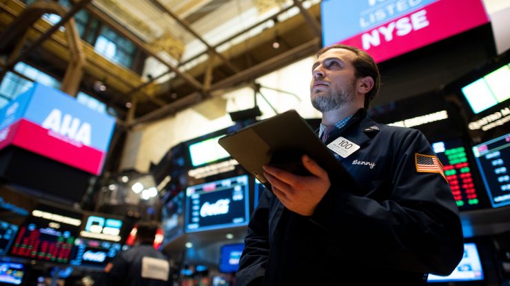 A trader on the floor of the New York Stock Exchange