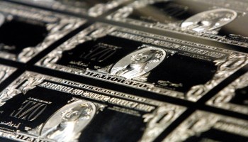 Plates used to print dollar bills at the U.S. Mint.