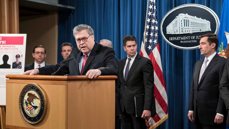 Attorney General William Barr announces charges Monday against four members of China's military accused of hacking into Equifax in 2017.