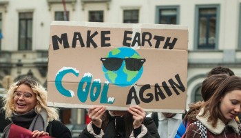 Students in Brussels march to raise awareness of climate change on Feb. 14.
