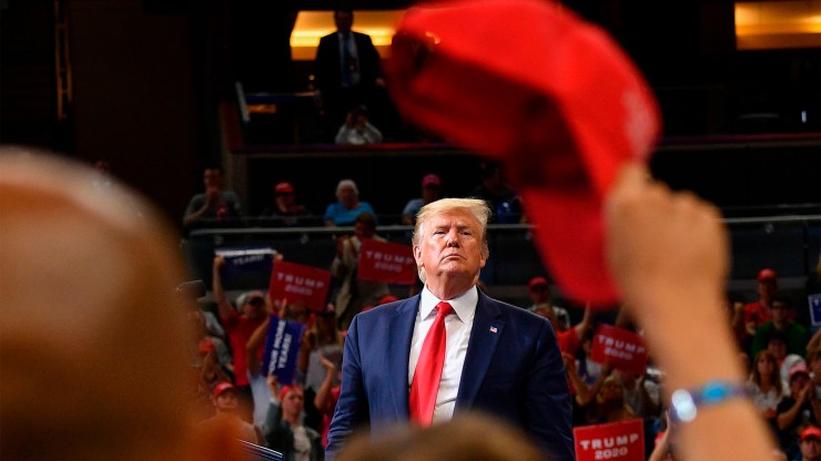 President Donald Trump speaks during a rally in Orlando, Florida, to officially launch his 2020 campaign on June 18, 2019.