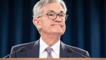 Federal Reserve Board Chair Jerome Powell speaks during a news conference.
