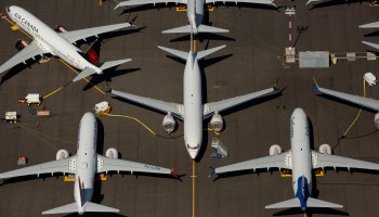 Boeing 737 Max airplanes are seen parked on Boeing property near Boeing Field on Aug. 13, 2019 in Seattle, Washington