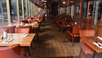 An empty restaurant in Brooklyn, New York, on March 16