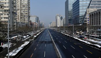 An empty street in Beijing after the lockdown order to stem the spread of COVID-19.