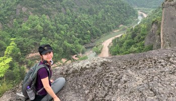 Marketplace's Jennifer Pak on a hike three hours outside of Shanghai. Before departing, she had to make sure she could return to the city without being quarantined.