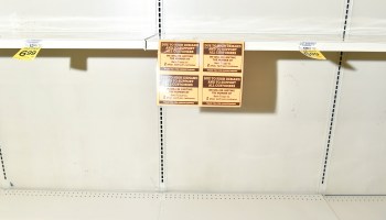 Empty shelves at a Vons supermarket in Burbank, California on March 14