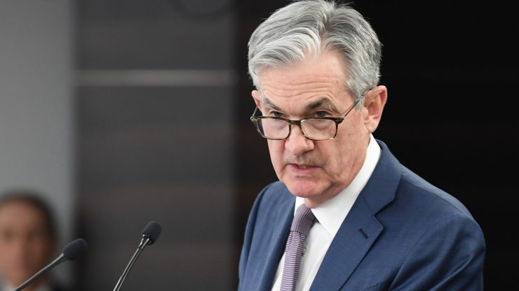U.S. Federal Reserve Chairman Jerome Powell at a press briefing in early March.