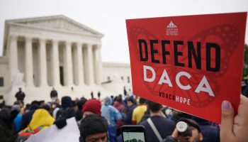 Immigration rights activists rally in front of the US Supreme Court in Washington, D.C. on Nov. 12, 2019.
