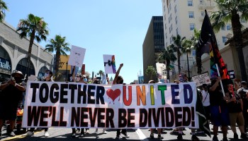 Activists attend the All Black Lives Matter solidarity march on June 14 in Los Angeles.