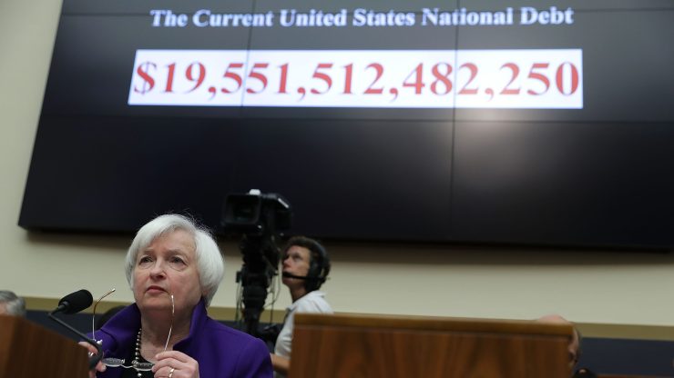 Then-Federal Reserve Chair Janet Yellen testifies before the House Financial Services Committee in 2016. The national debt has since passed $26 trillion.
