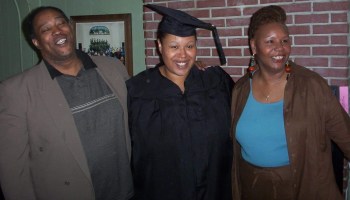 Nikki Massie and her parents when she completed her bachelor's degree.
