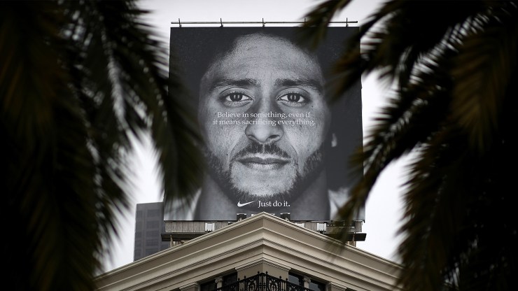 The Nike campaign that embraced athlete-activist Colin Kaepernick in 2018. Many brands are now using Black Lives Matter content in their messaging.
