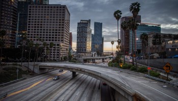 A freeway running through downtown Los Angeles. Activists say that big banks will be able to comply with the CRA by funding projects like roads and bridges.