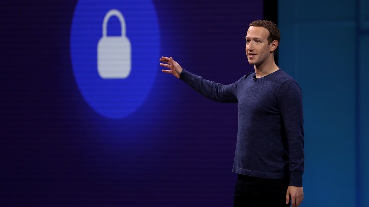 Facebook CEO Mark Zuckerberg speaks at a conference in 2018.