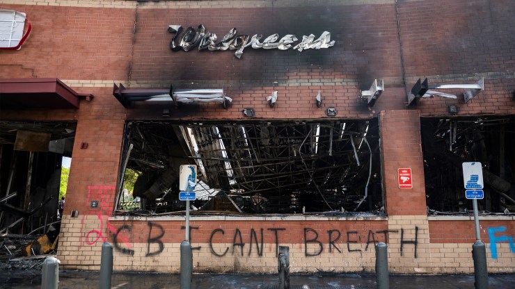 A burned Walgreens in Minneapolis on May 30.
