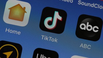 In this photo illustration, the Tik Tok app is displayed on an Apple iPhone on November 01, 2019 in San Anselmo, California.