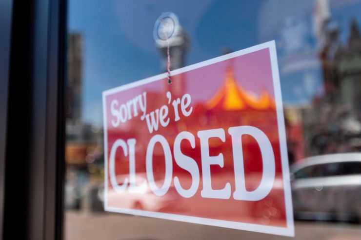 A "Closed" sign in the town of Niagara Falls, Canada. The coronavirus pandemic has hit tourist attractions hard economically.