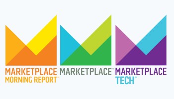 The Marketplace Morning Report, Marketplace and Marketplace Tech logos on a light gray background.