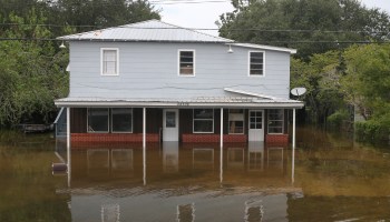 A house sits in the flooded waters on Highway 124 on September 20, 2019 in Beaumont, Texas.